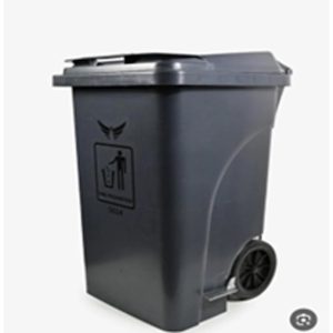 Garbage bin with lid on wheels